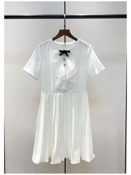 2023 Лятото Ново Женствена рокля с папийонка на врата и къси ръкави