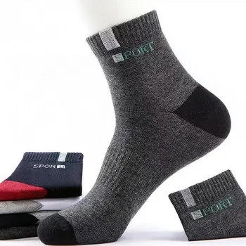 5 Двойки Диша спортни мъжки чорапи за екипажа, абсорбираща потта, Ежедневни Пролетно-есенни обикновена чорапи със средна дължина