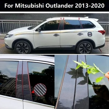 6 бр., тампон върху прозорец от въглеродни влакна, етикет на колона BC, подходящ за Mitsubishi Outlander 2013-2020, полирани колони