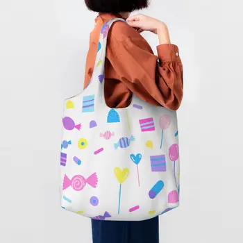 Candy Crush White Cloud Продуктова чанта-Тоут, Чанта за пазаруване, Градинска Картина, Eldridge, Холщовая чанта за пазаруване, чанти Голям Капацитет