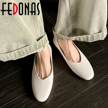 FEDONAS / ново записване, дамски обувки-лодки на ниски токчета, обувки-лодка от естествена кожа, с кръгли пръсти, лаконичная ежедневни офис дамски обувки, сезон пролет-лято