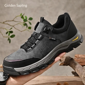 Golden Sapling/планински обувки, мъжки обувки на равна платформа от естествена кожа, мъжки обувки за туризъм, отдих, мъжки ежедневни обувки в стил ретро