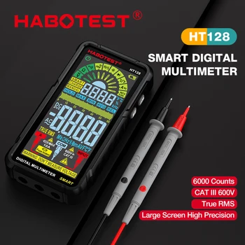 HABOTEST HT128 Интелигентен Цифров Мултицет На 6000 Точки, Измервателен инструмент за Измерване на ток В Ома с Автоматично определението на обхвата, Мултифункционален акумулаторна батерия