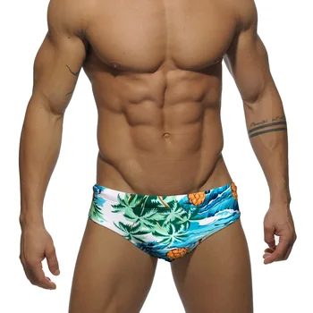 WK26 зелен принт, секси мъжки бански с ниска талия, плувни гащи, бикини 2023, нови летни стегнати мъжки бански костюми, мъжки плажни шорти