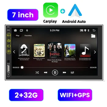 Автомобилно радио Android 2din, безжична Apple Carplay, 7-инчов GPS навигация, WIFI, RDS, BT, FM, стереоприемники, HD сензорен екран, мултимедия MP5