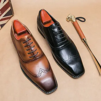 Бизнес ежедневни обувки за мъже, модел обувки за мъже, Сватба парти, Oxfords в офис официално стил, Дизайнерска марка кожени обувки A170