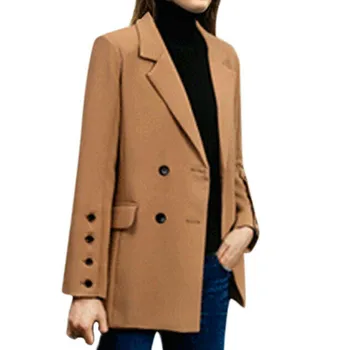 Дамски якета Големи размери, двубортное приталенное палто с дълъг ръкав, офис якета, Костюми, палта за жени, зимни дамски дрехи