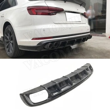 Дифузер за устни задната броня от въглеродни влакна, Спойлери, Сплитери, Престилки За Audi А4 Sline S4 B9 2017 2018, автомобилен Стайлинг