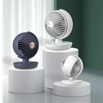 Електрически вентилатор с въртене на 360 °, Безжичен Портативен Домашен многофункционален Безшумен вентилатор, Тенис на хладен въздух, за заключване от деца