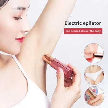 Електрически Тример за вежди, Мини-эпилятор за епилация във формата на червило, Преносима безболезнена бръснач за епилация на лицето за жени