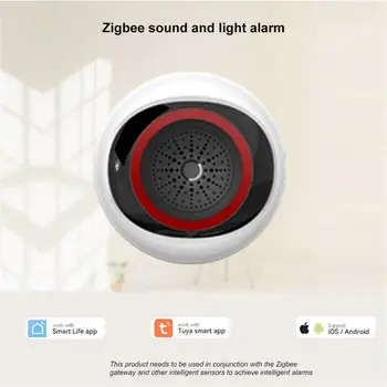 Интелигентна звукова и светлинна аларма Sasha Zigbee 100 db, тъчпад батерия 
