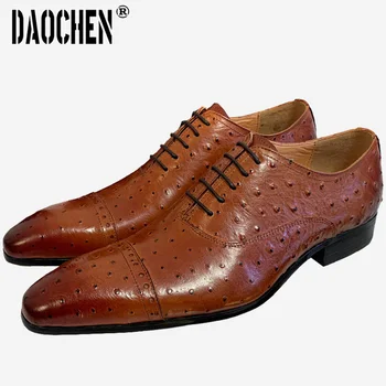 Италианската мъжки Кожени обувки дантела, Черна, Кафява, Ежедневни мъжки обувки с остри пръсти, Офис Сватбени Обувки-Oxfords За мъже