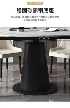 Квадратна и кръгла маса за хранене с каменна плочка с двойно предназначение, въртяща се телескопична лесен луксозен модерен минималистичен потребителска маса за хранене