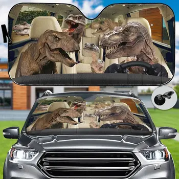 Козирка От колата с динозавром, Любител на динозаврите, Автоматичен Козирка, Интериор на автомобила с динозавром, Козирка от динозавър, Предното стъкло на колата на T-rex,