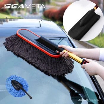 Костюм за измиване на автомобила от микрофибър SEAMETAL, Регулируем телескопичен въже за кола почистване, четка за премахване на прах с футляром за съхранение на аксесоари