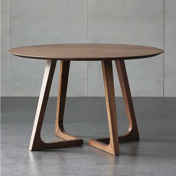 Кръгла маса в скандинавски стил, маса от масивна дървесина, семеен малка масичка, прост, модерен, маса за хранене, мебели, Muebles