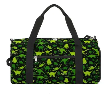 Малки динозаври, Зелени спортни чанти с принтом листа на джунглата, аксесоари за фитнес, спортна чанта, Оксфорд мъжка чанта с изображение, Пътна Забавна чанта за фитнес