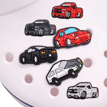 Микс 50шт Анимационни серия автомобили Croc Charms PVC Украса за обувки, Сабо, Сандали, Аксесоари за обувки, украси за детско парти, подарък