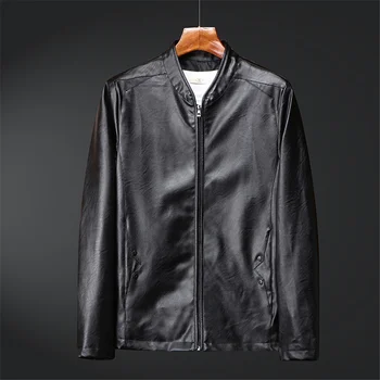 Мотоциклетное байкерское Мъжко модно ежедневното кожени палта, приталенные мъжки якета размер Плюс 6XL, палто от изкуствена кожа