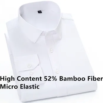 Мъжки Ризи с дълъг ръкав, Всекидневни, С високо съдържание на бамбуково влакно, Микроэластичные, дишащи, бизнес, обикновена, мъжки Официални Ризи