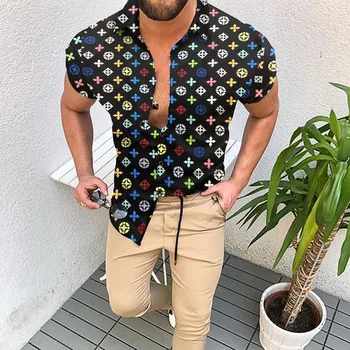 Нова Мъжка Риза, Модерни Мъжки Блузи с къс ръкав, мъжки Хавайска риза с 3D графичен принтом, Градинска облекло Оверсайз