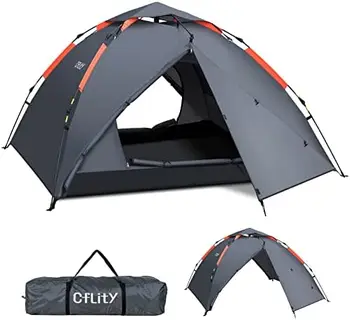 Палатка, instant всплывающая палатка за 3-ма души, водоустойчив трехслойная автоматична куполна палатка, голяма лесна палатката е за 4 сезона, туристическа палатка