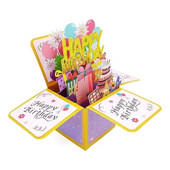 Поздравителна картичка за рожден Ден Триизмерна Поздравителна картичка За рожден Ден, Куха картичка с букви за рожден Ден, подарък за рожден Ден за деца, трайно