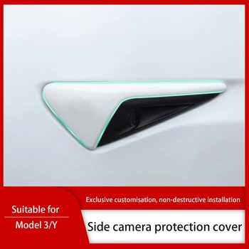 Странична защитна обвивка на камерата от ABS-пластмаса, 2 броя, тампон на крило от карбонови влакна За Tesla Model 3, модел Y 2017-2021, Аксесоари