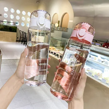 Чаша за вода Дамски Лятна Корейската версия е с Голям капацитет, спортна Портативна Пластмасова чаша за носене на открито, с устойчиво на падане
