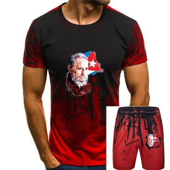 Червен дизайн, тениска с участието на Фидел Кастро, класическа тениска с изображение на Кастро За мъже и жени, тениска с къс ръкав
